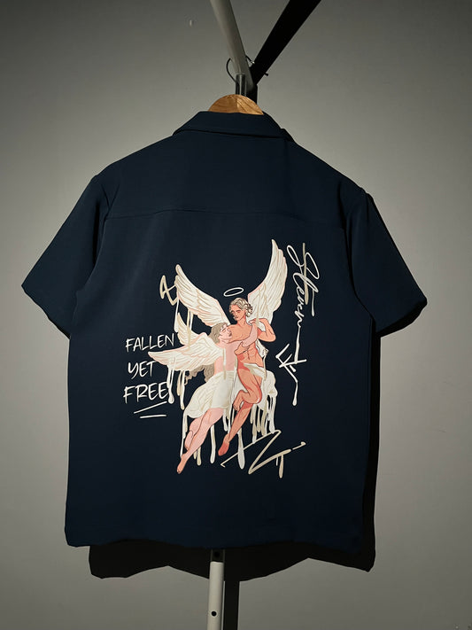 FALLEN YET FREE BOWLING SHIRT (NAVY)