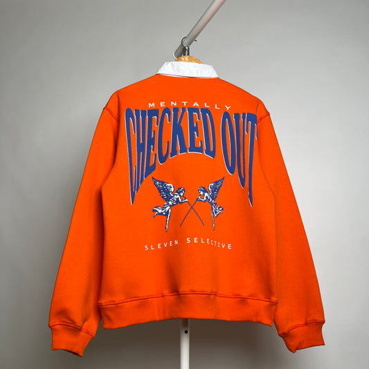 MENTALLY CHECKED OUT POLO SWEATSHIRT (DEEP ORANGE)