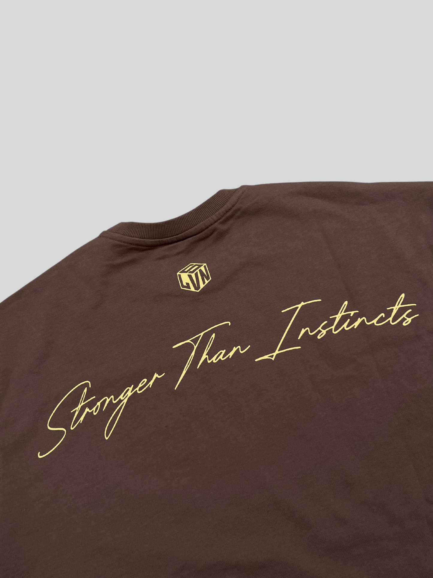 STRONGER THAN INSTINCTS OVERSIZED  T-SHIRT (MOCHA)