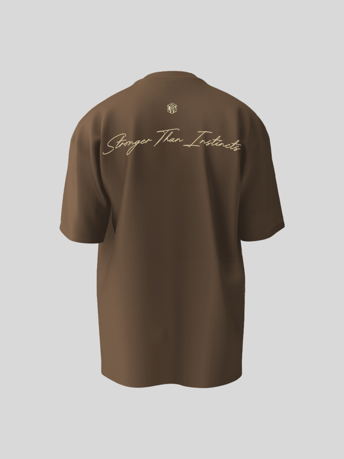 STRONGER THAN INSTINCTS OVERSIZED  T-SHIRT (MOCHA)