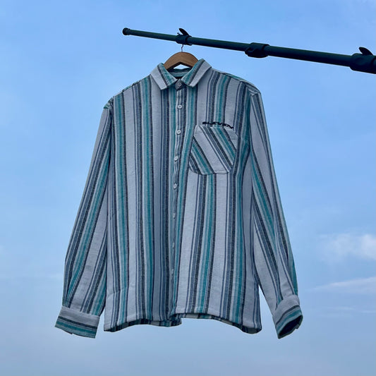 NOT SO BASIC STRIPED SHIRT (WHITE-GREEN)