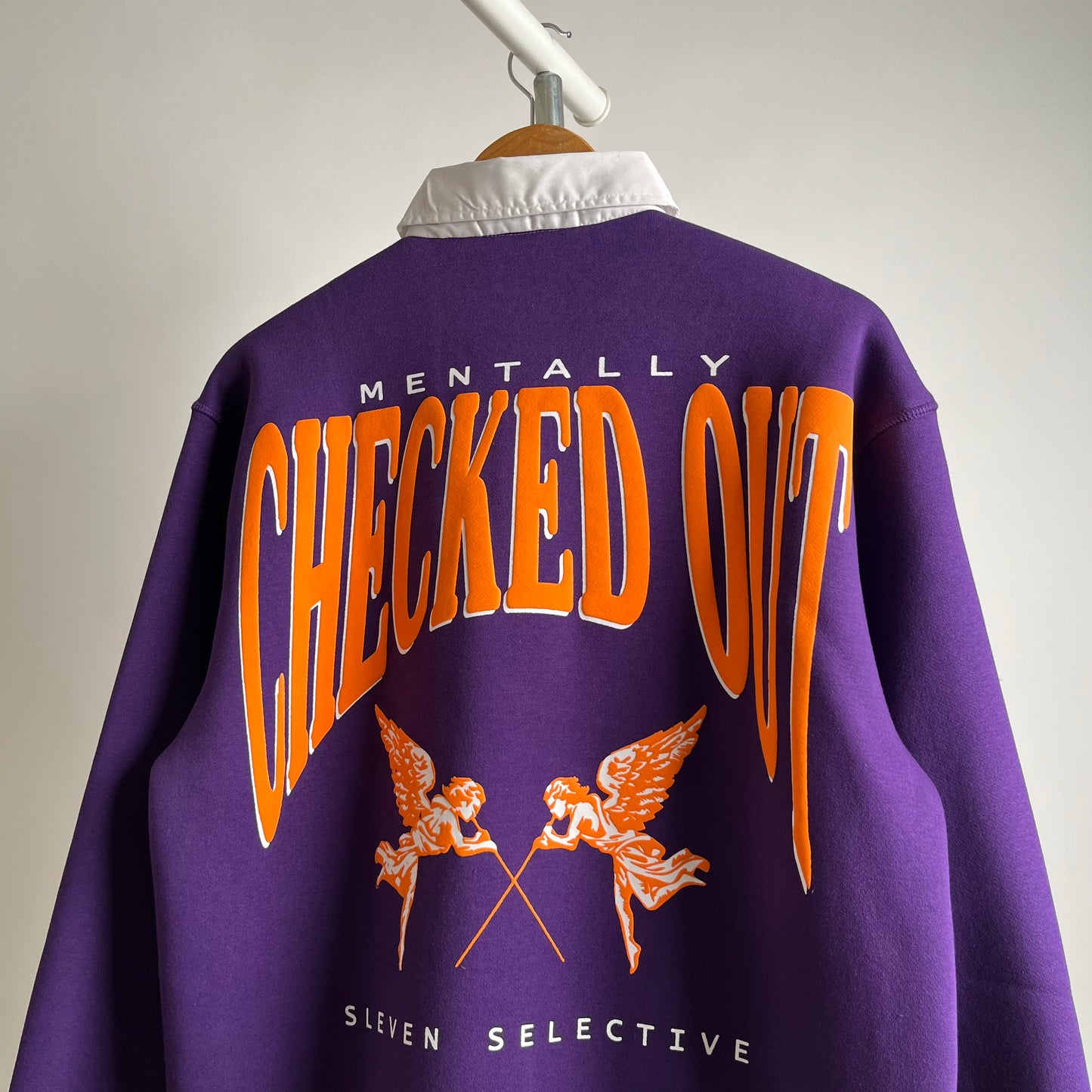 MENTALLY CHECKED OUT POLO SWEATSHIRT (PURPLE)