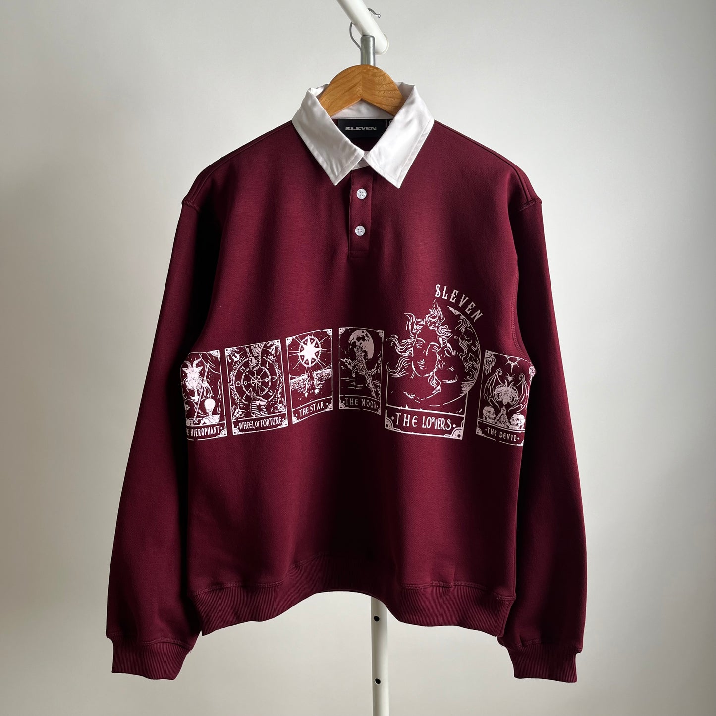 STARGAZE POLO SWEATSHIRT (DEEP RED)