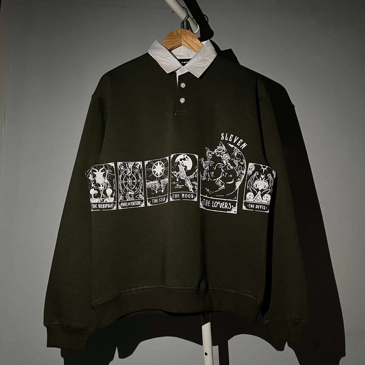 STARGAZE POLO SWEATSHIRT (OLIVE GREEN)