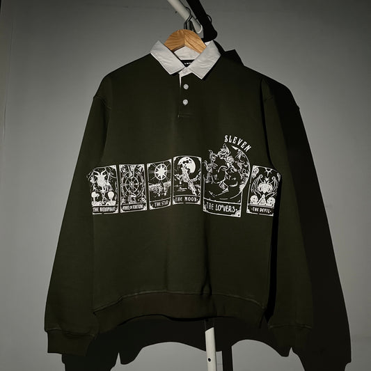 STARGAZE POLO SWEATSHIRT (OLIVE GREEN)