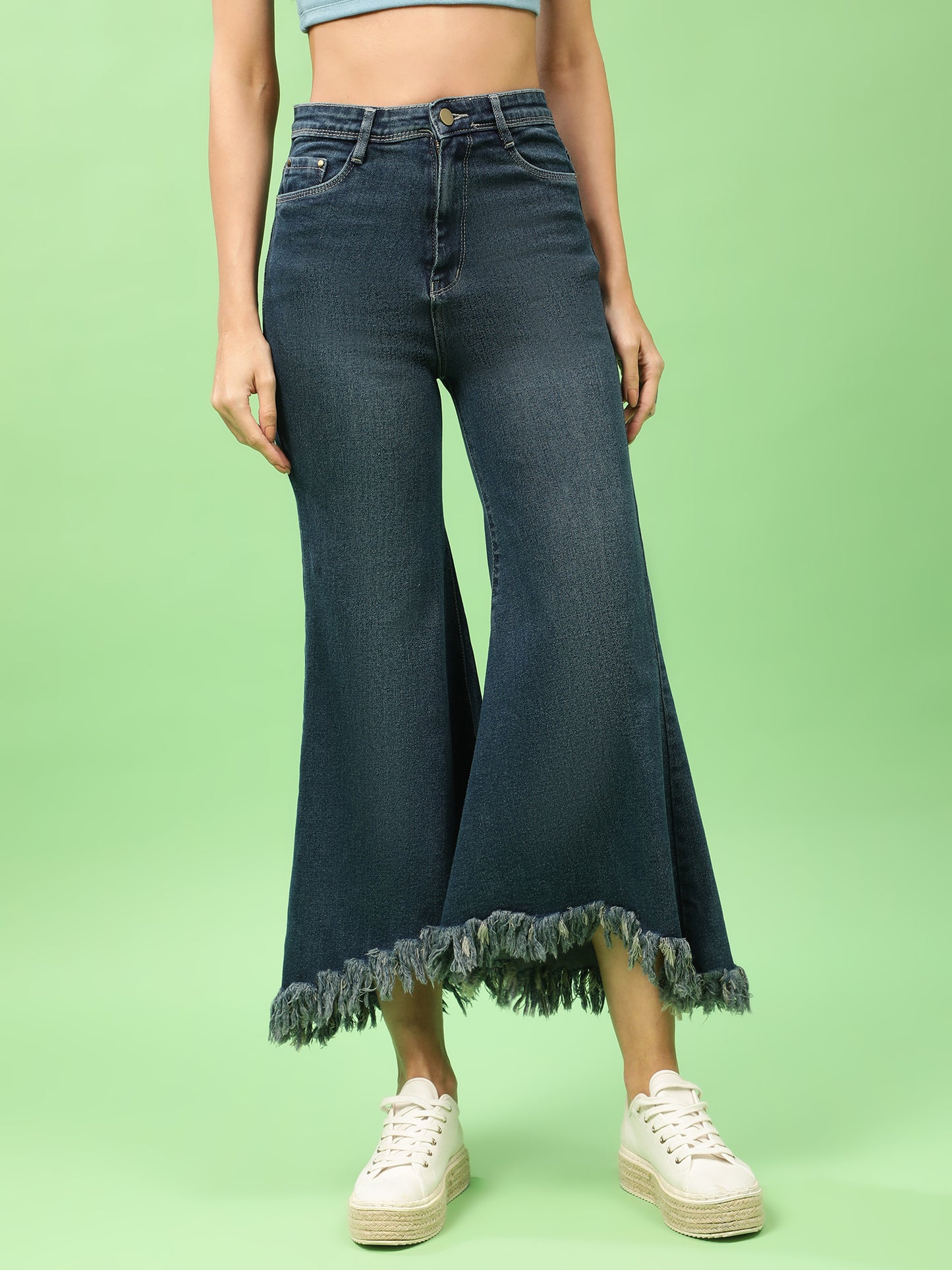 Twilight Blue High Rise Flared Denim