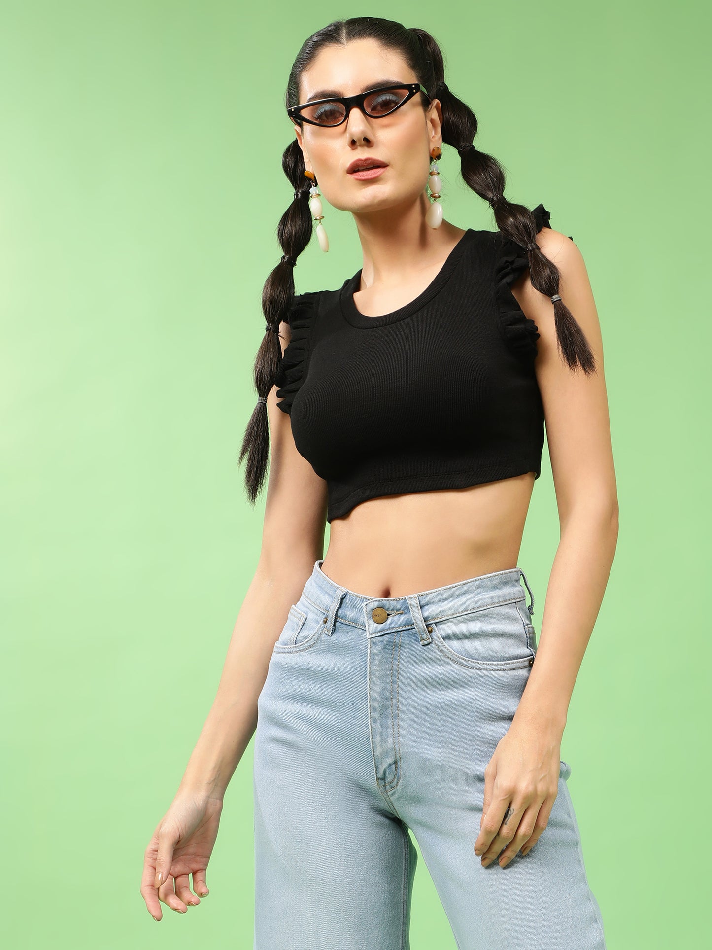 Ruffle Sleeve Crop Top