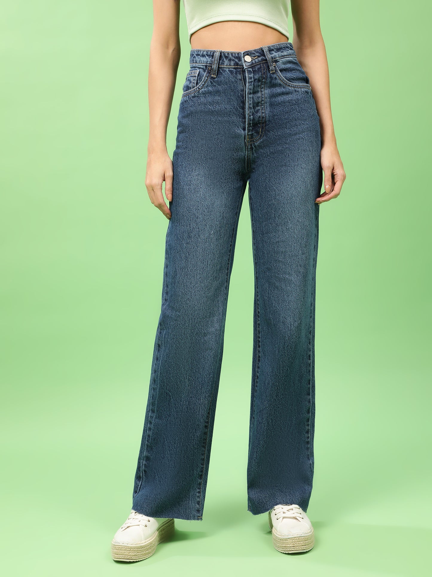 Twilight Blue High Rise Wide Leg Denim