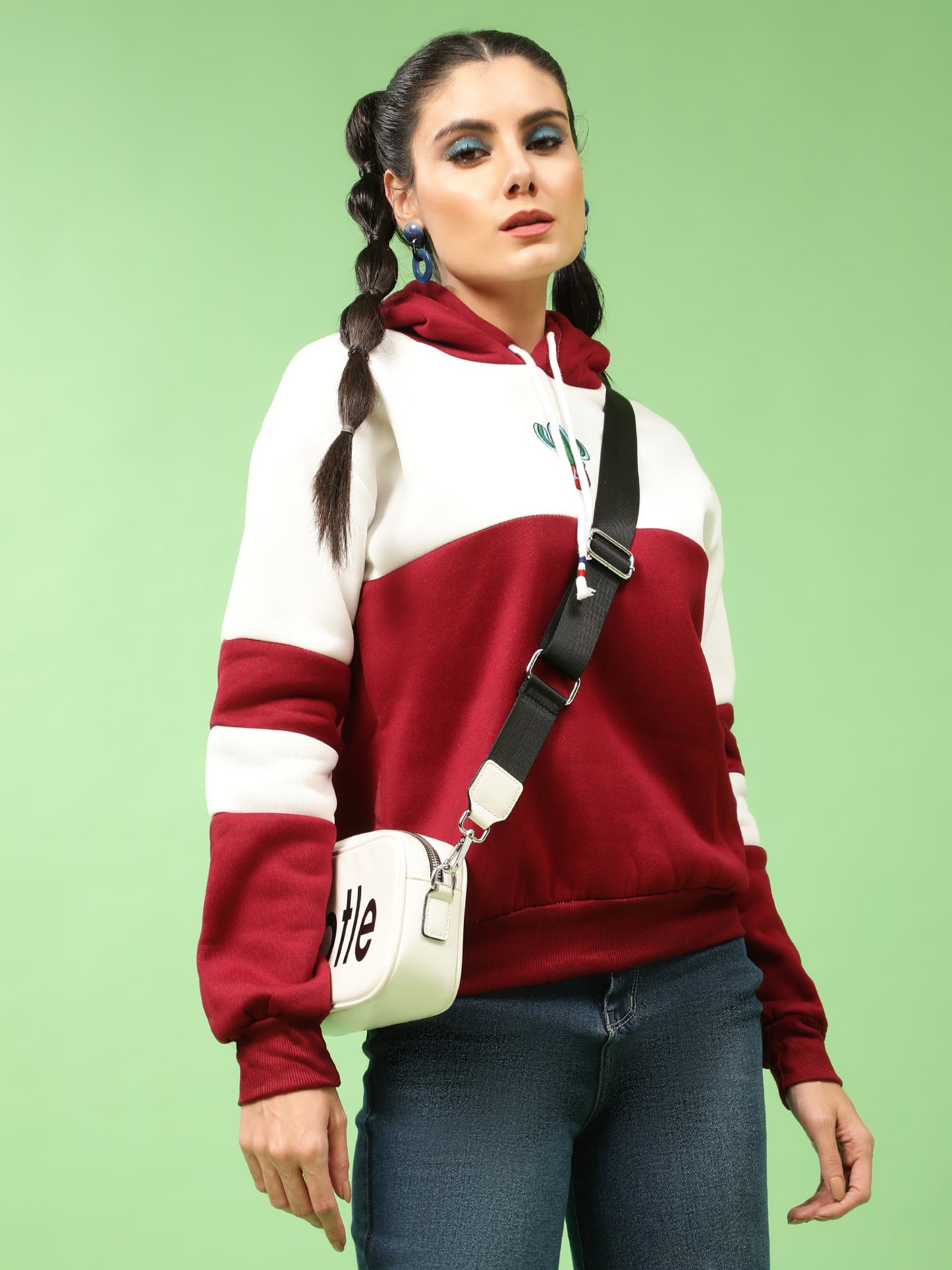 Color Block Draw String Hoodie