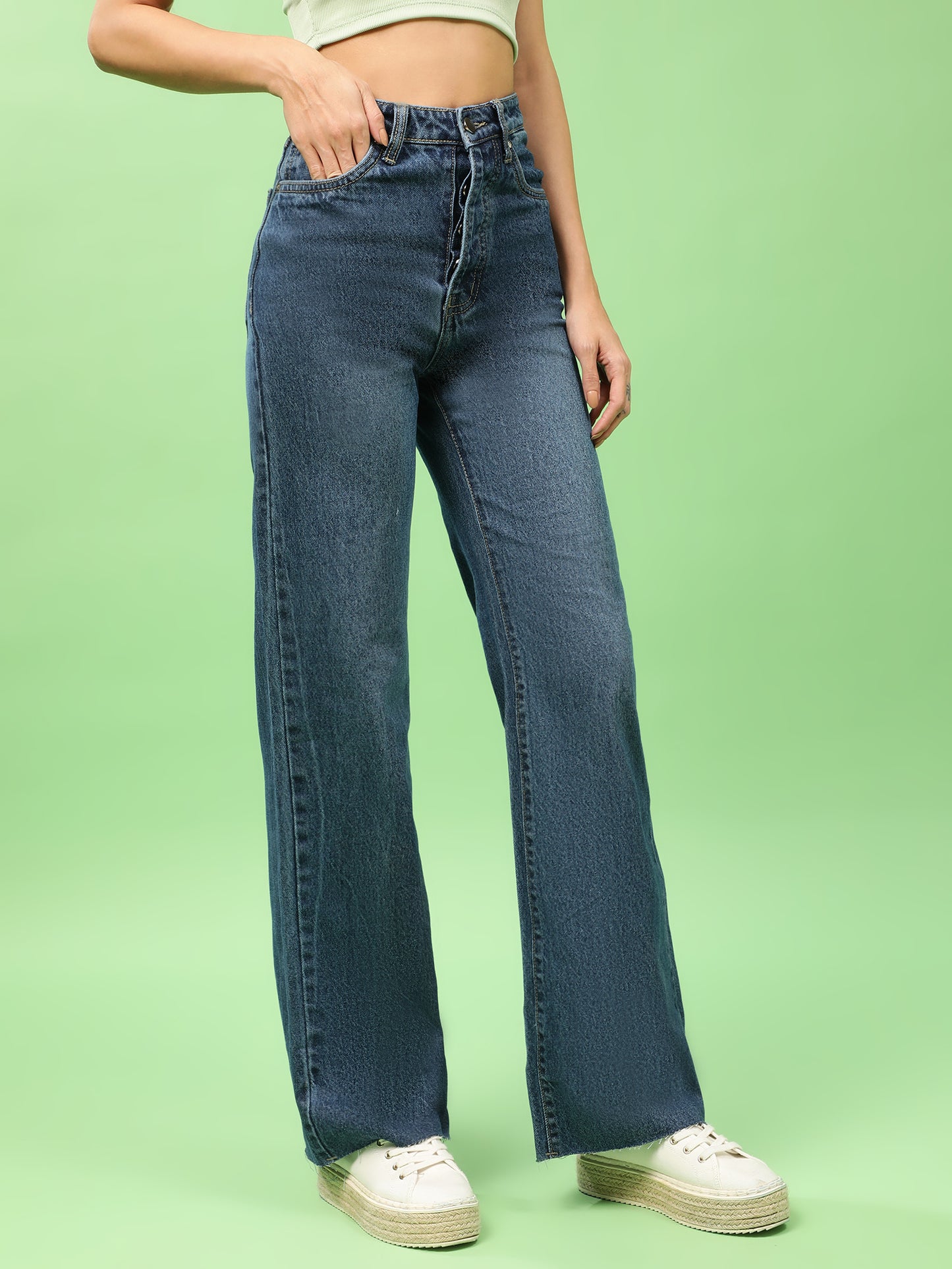 Twilight Blue High Rise Wide Leg Denim