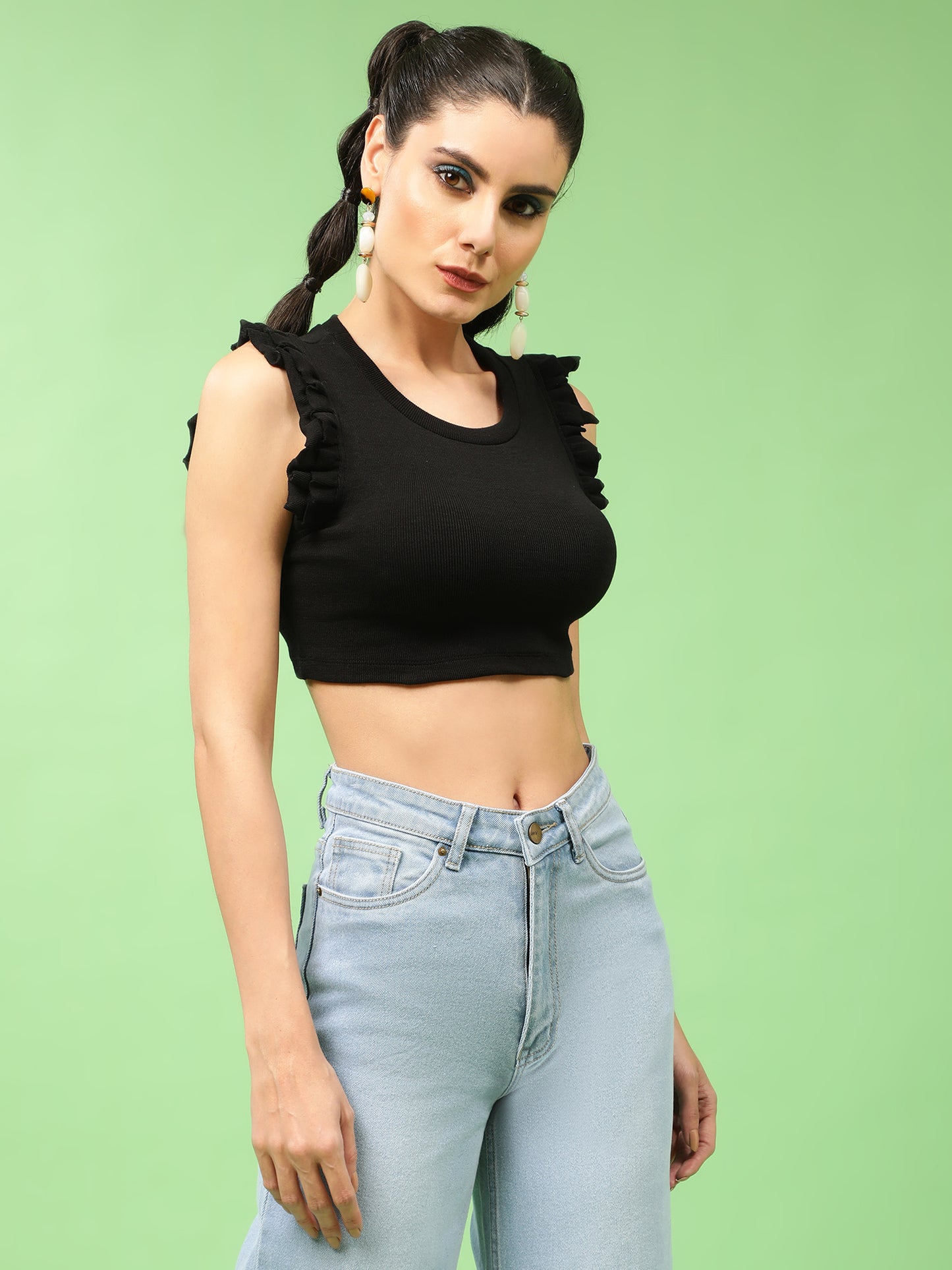 Ruffle Sleeve Crop Top