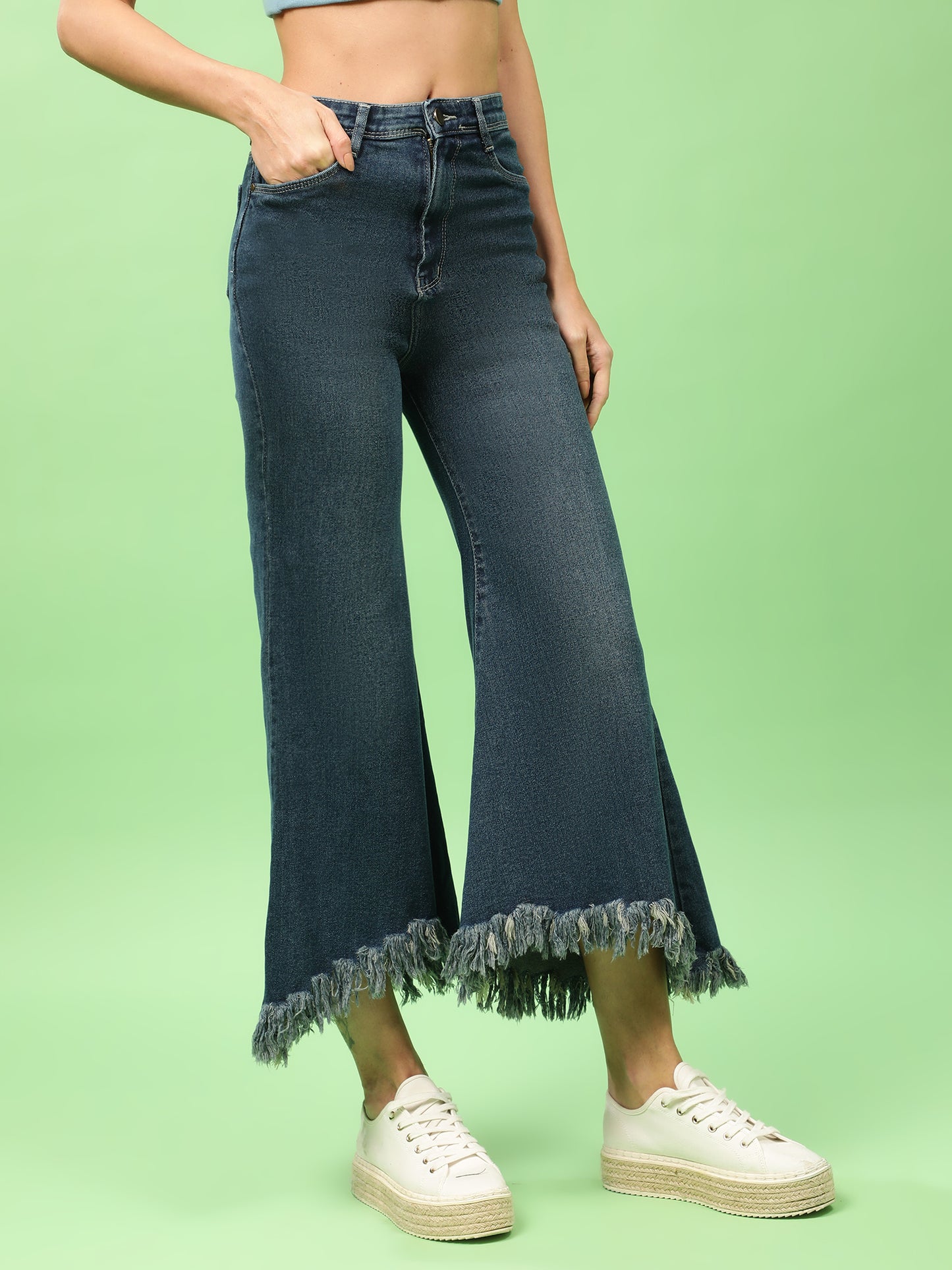 Twilight Blue High Rise Flared Denim