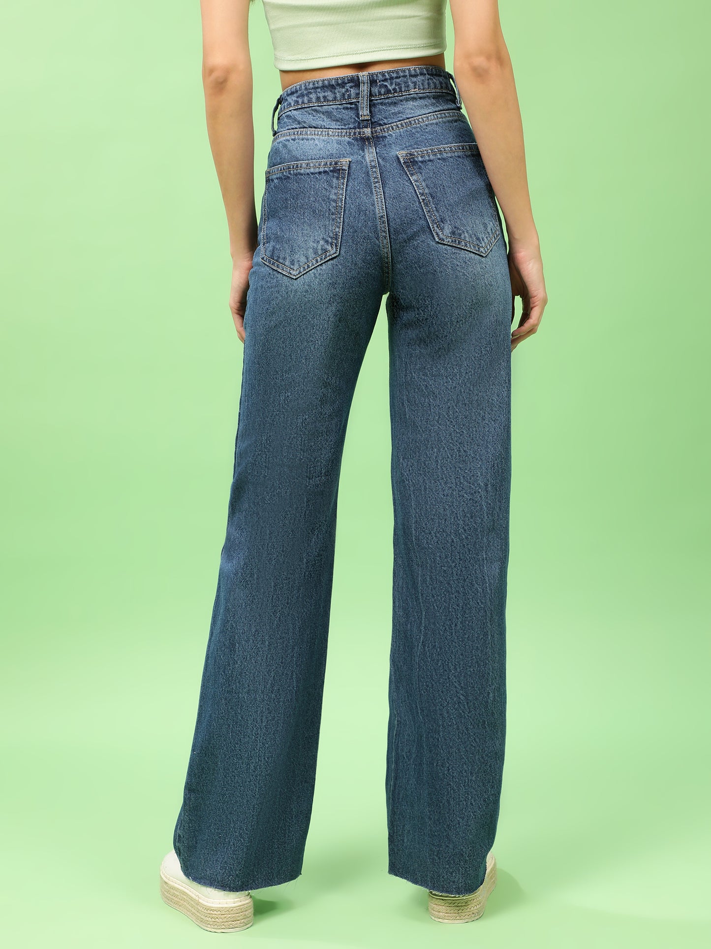 Twilight Blue High Rise Wide Leg Denim