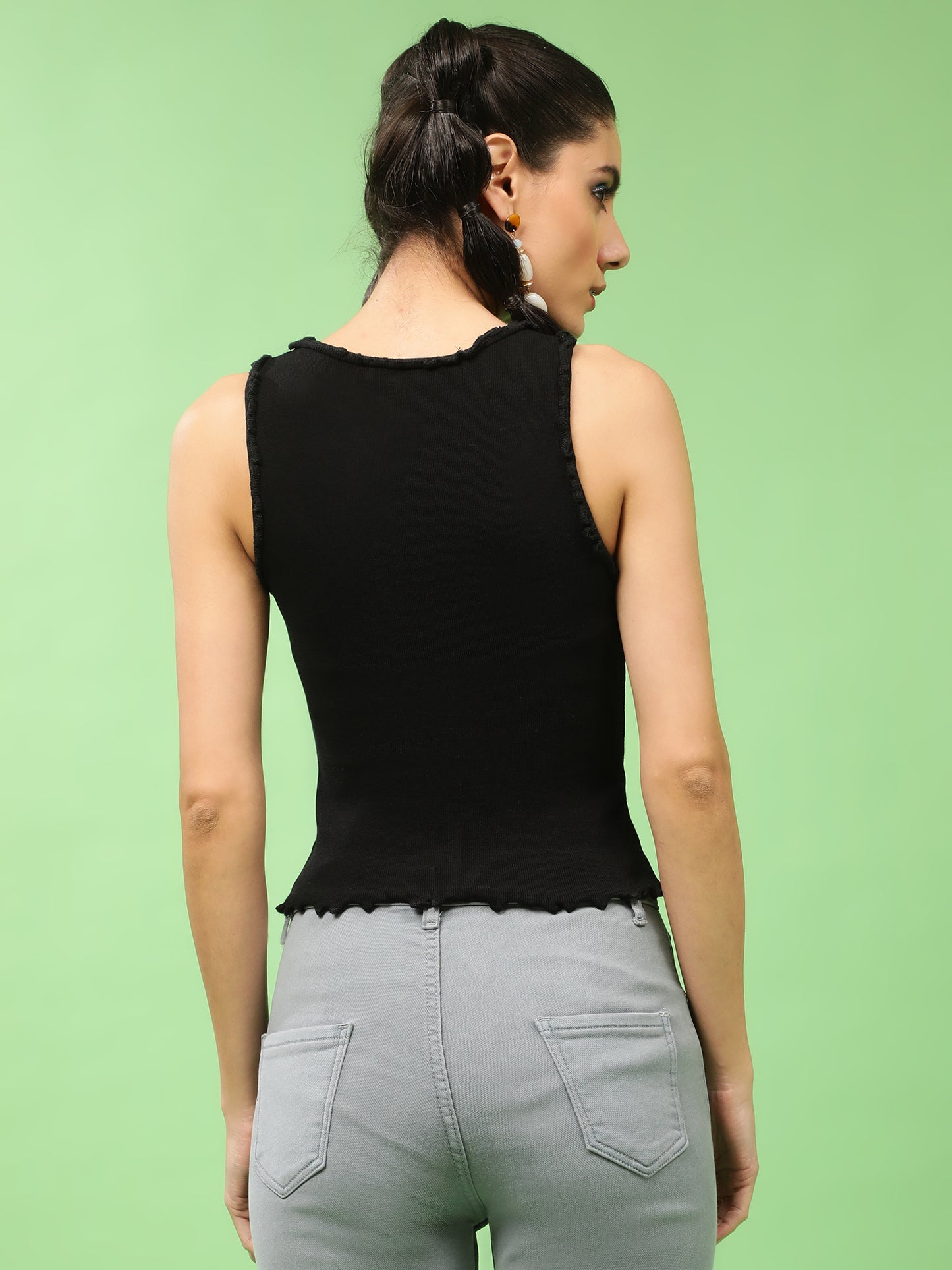 Black Ruffle Tank Top