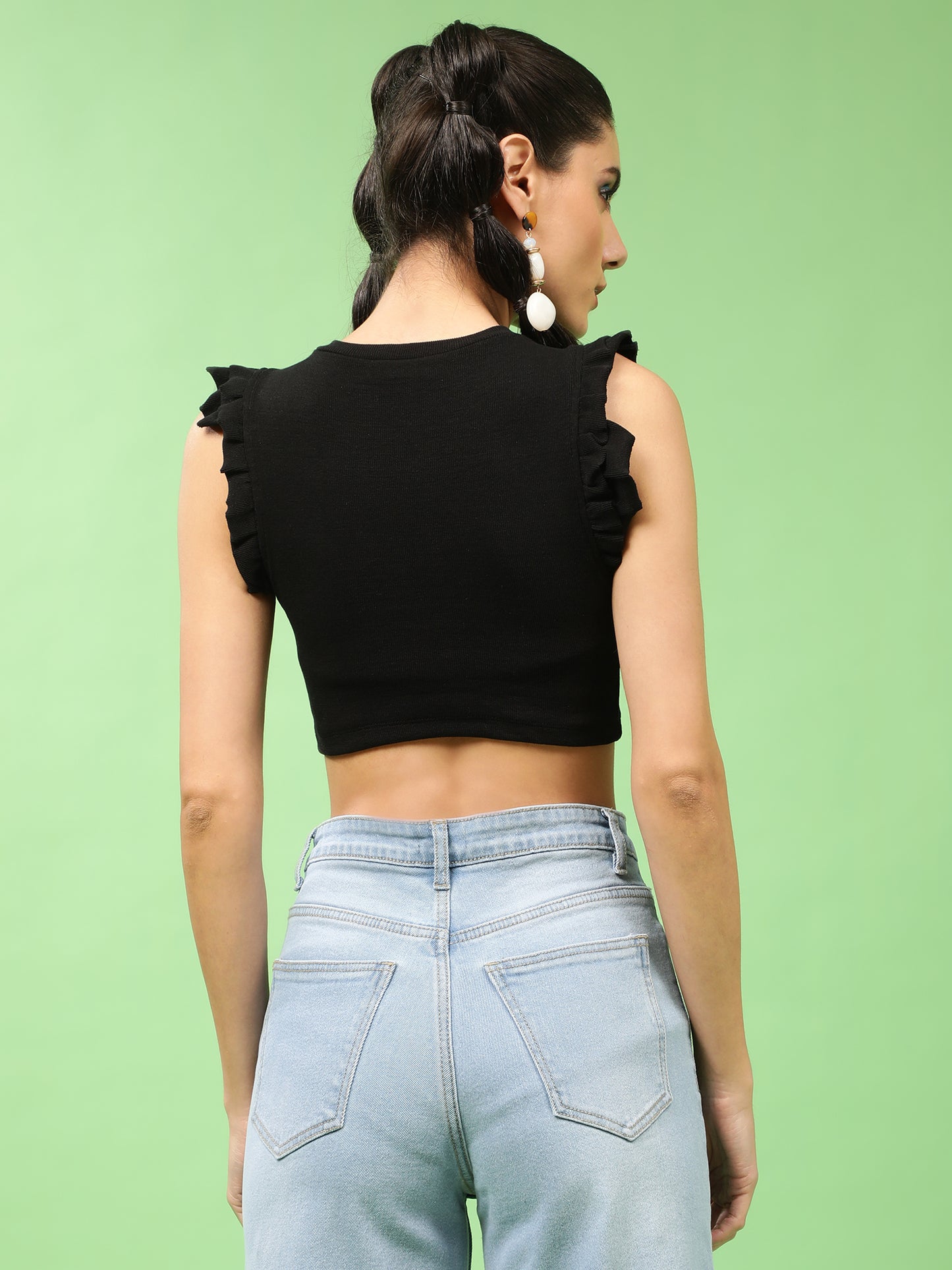 Ruffle Sleeve Crop Top