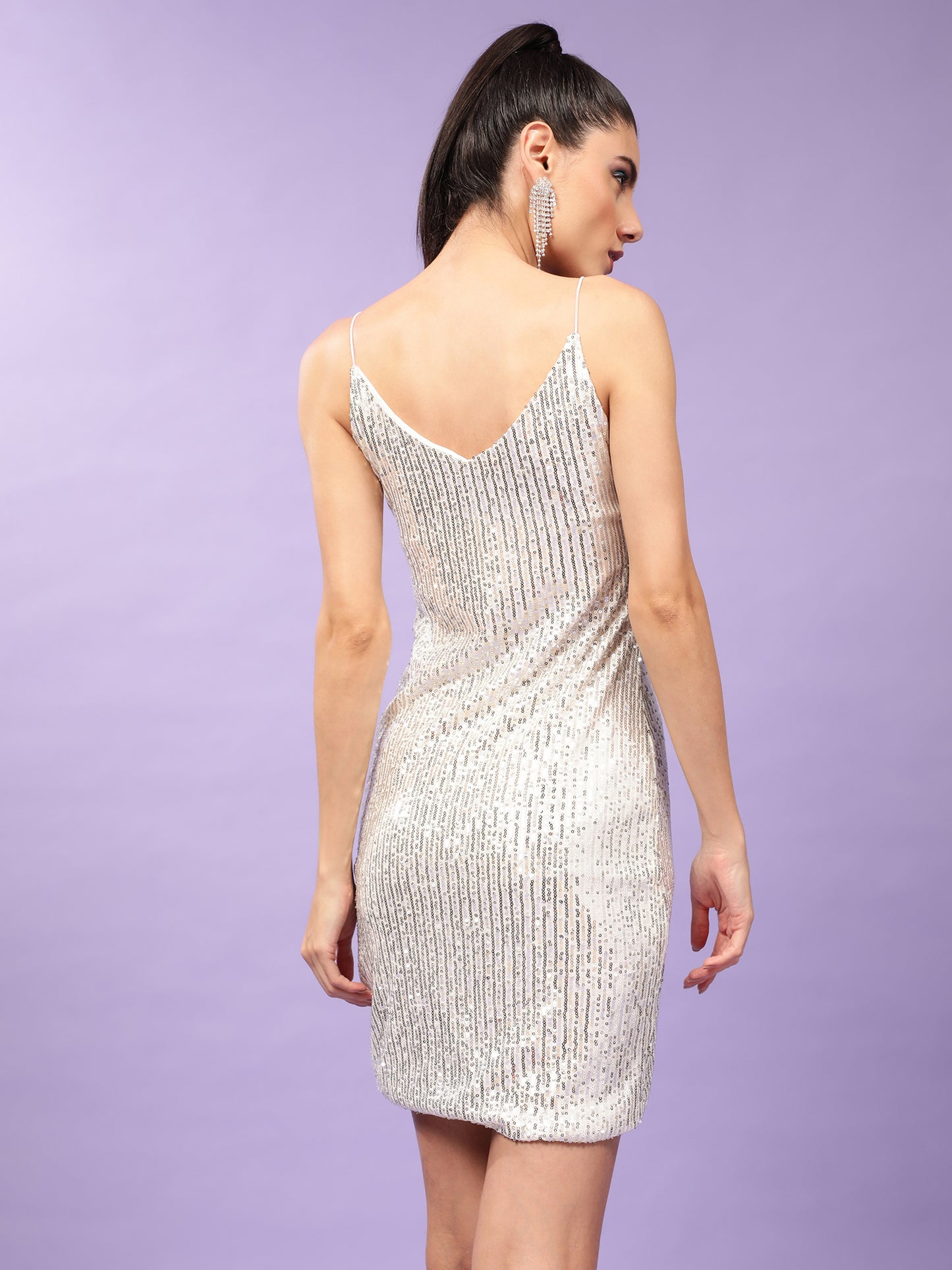 Embellished Champagne Sequin Bodycon Dress