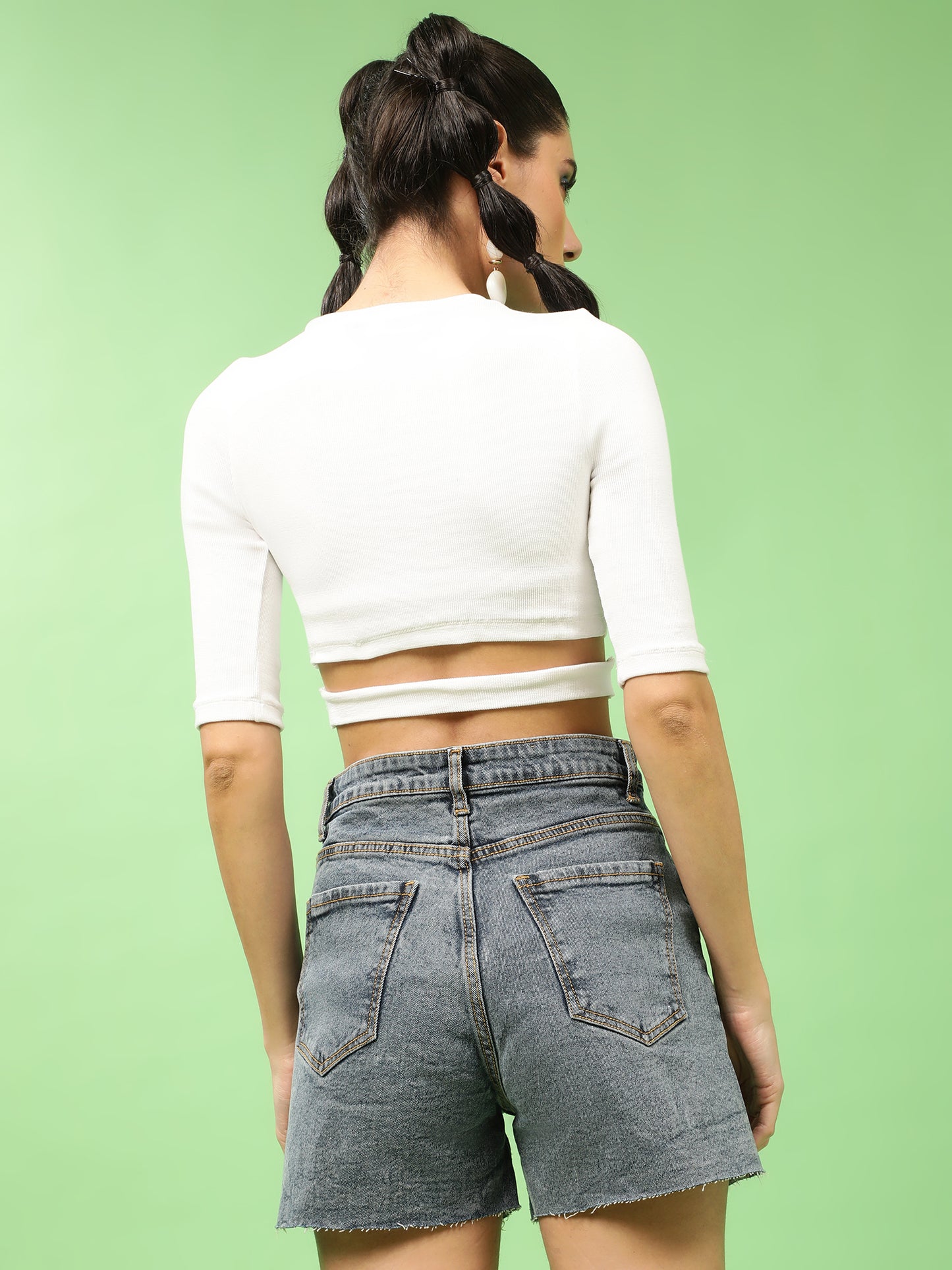 White Cut Out Crop Top