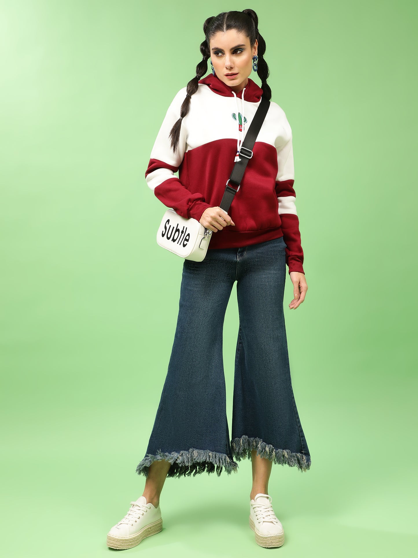 Color Block Draw String Hoodie