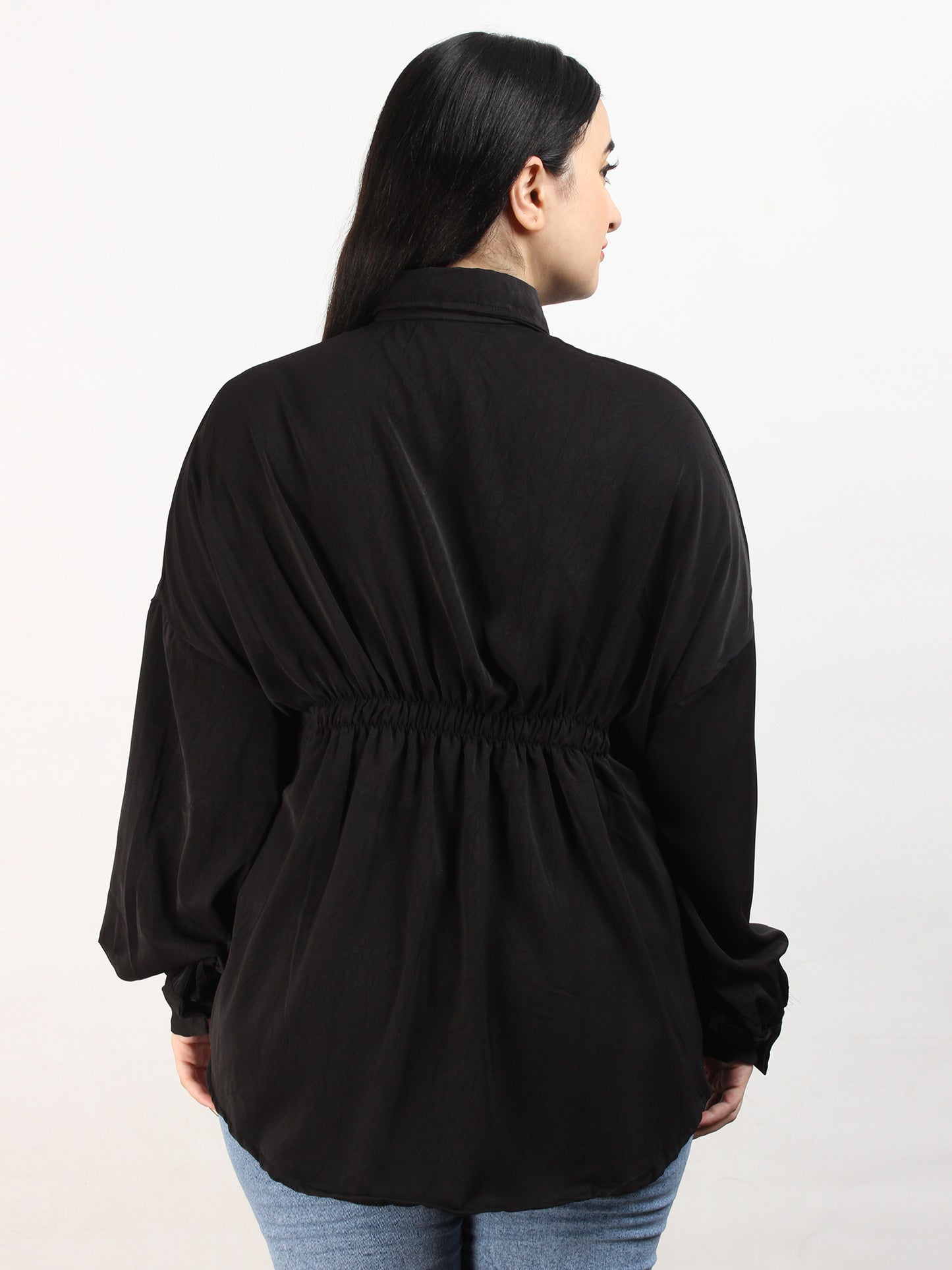 Fancy Black Oversized Shirt With Belt