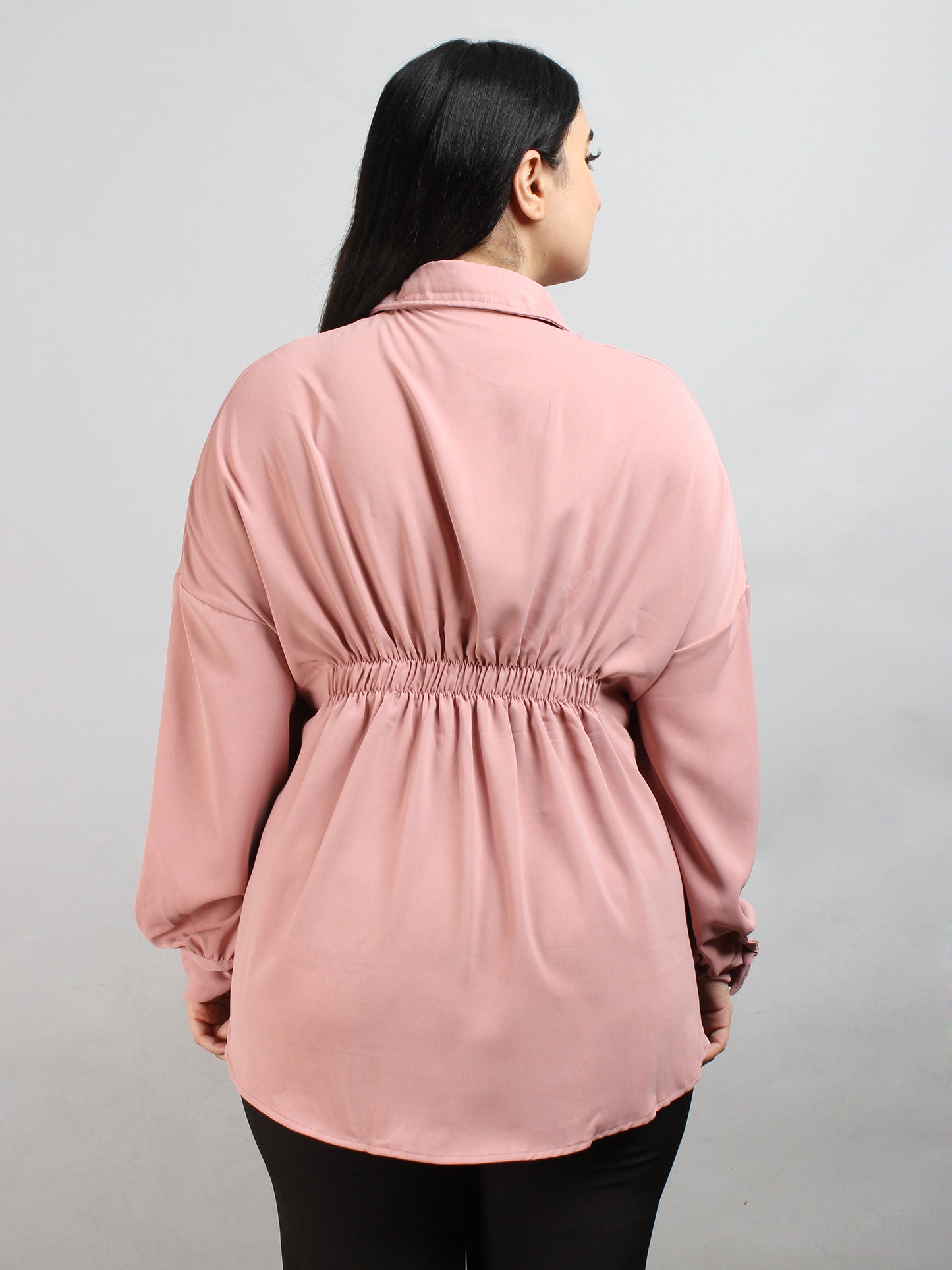 Fancy Peach Oversized Shirt With Belt