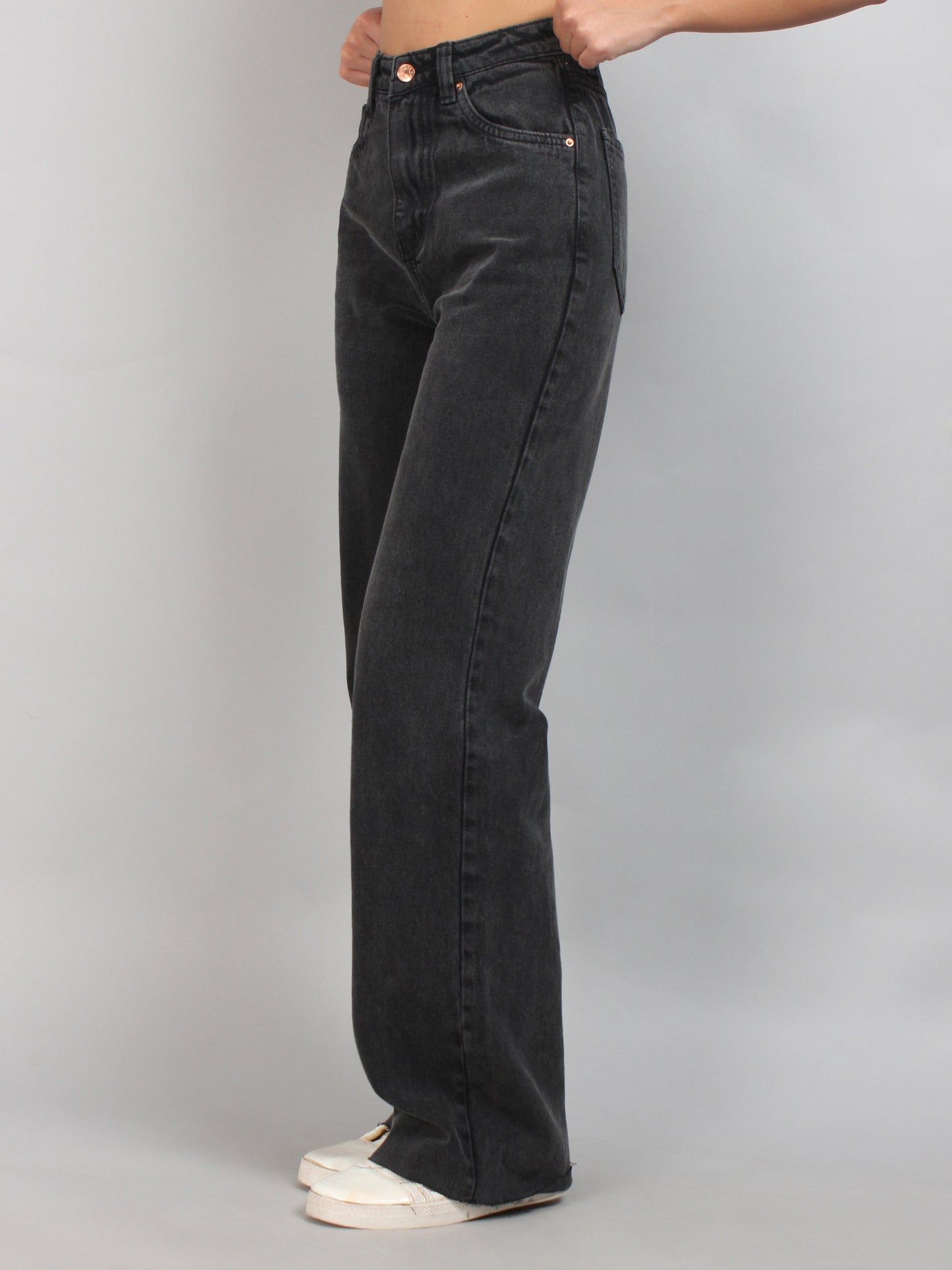 Black High-Rise Wide Leg Denim