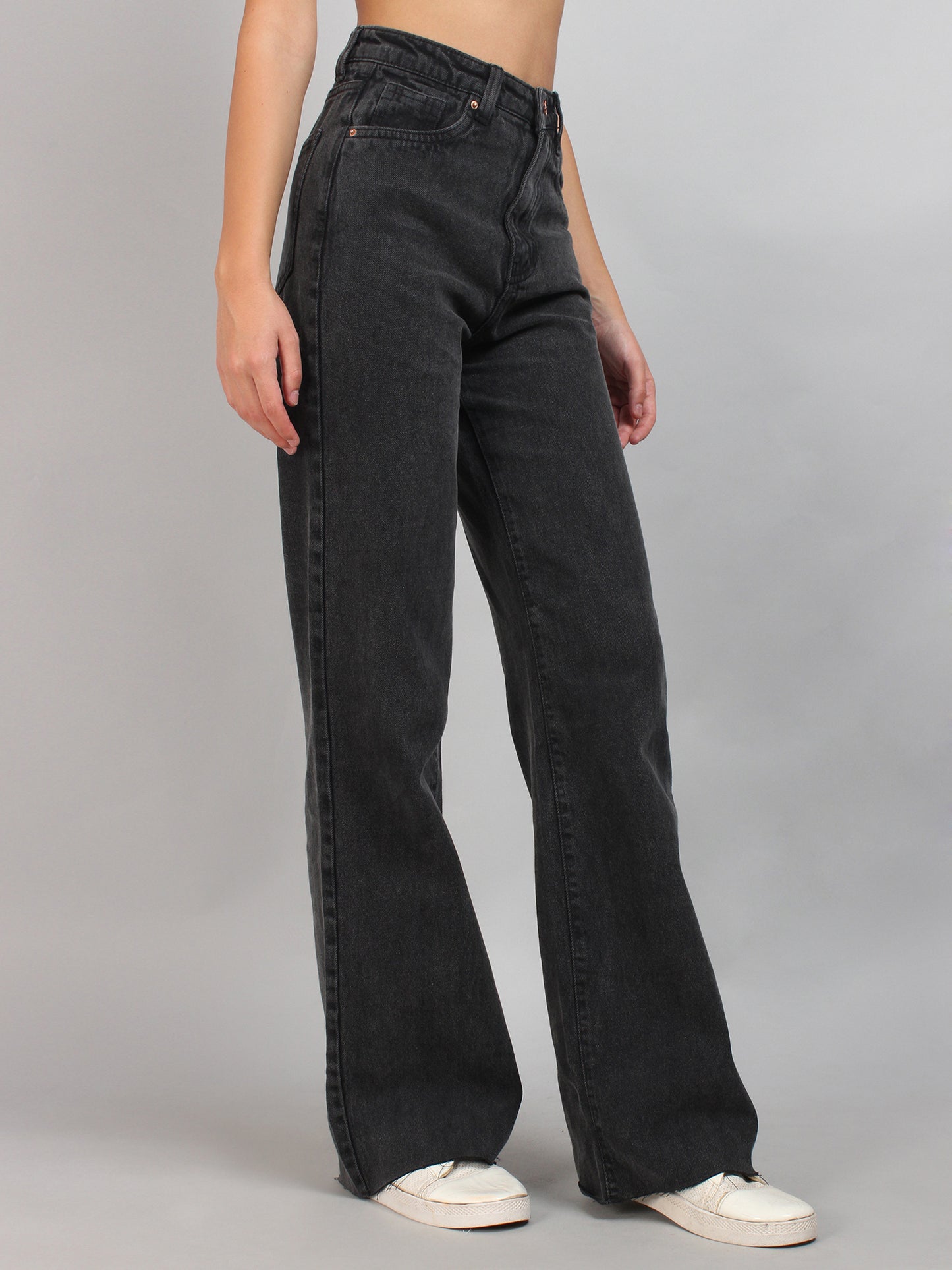 Black High-Rise Wide Leg Denim