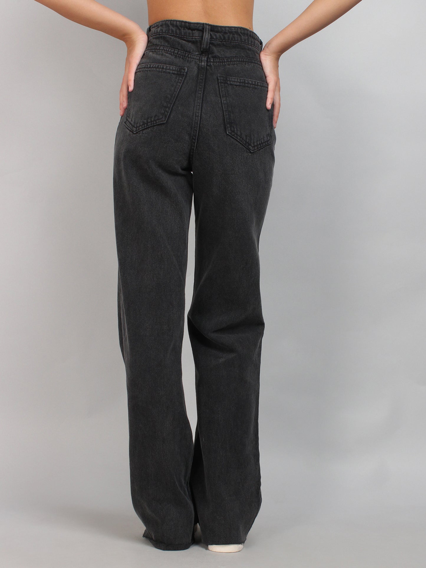 Black High-Rise Wide Leg Denim