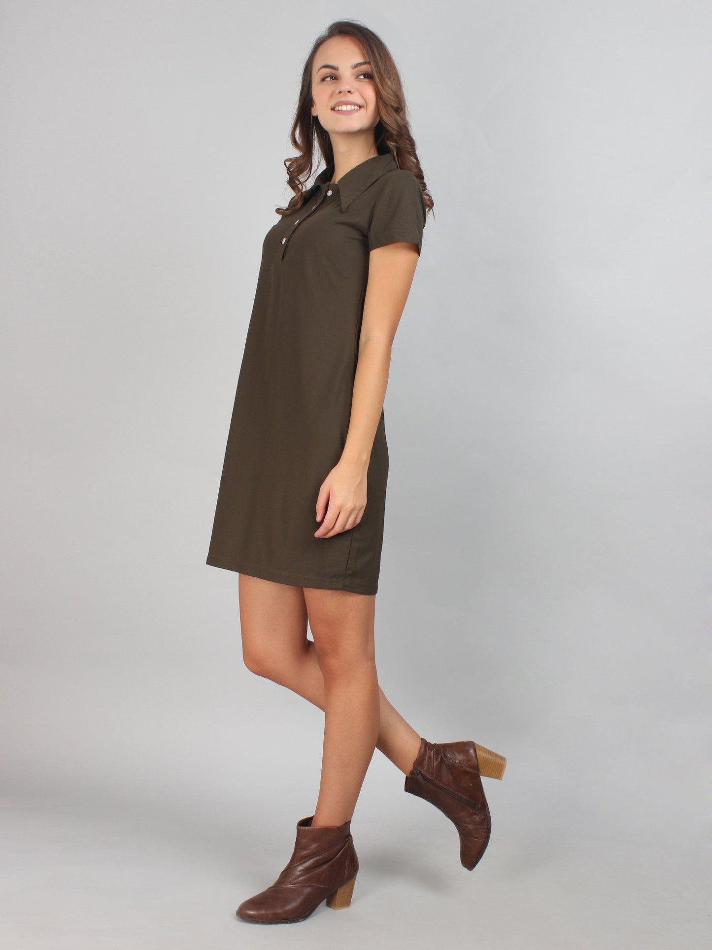 Pine Polo Neck T-Shirt Dress