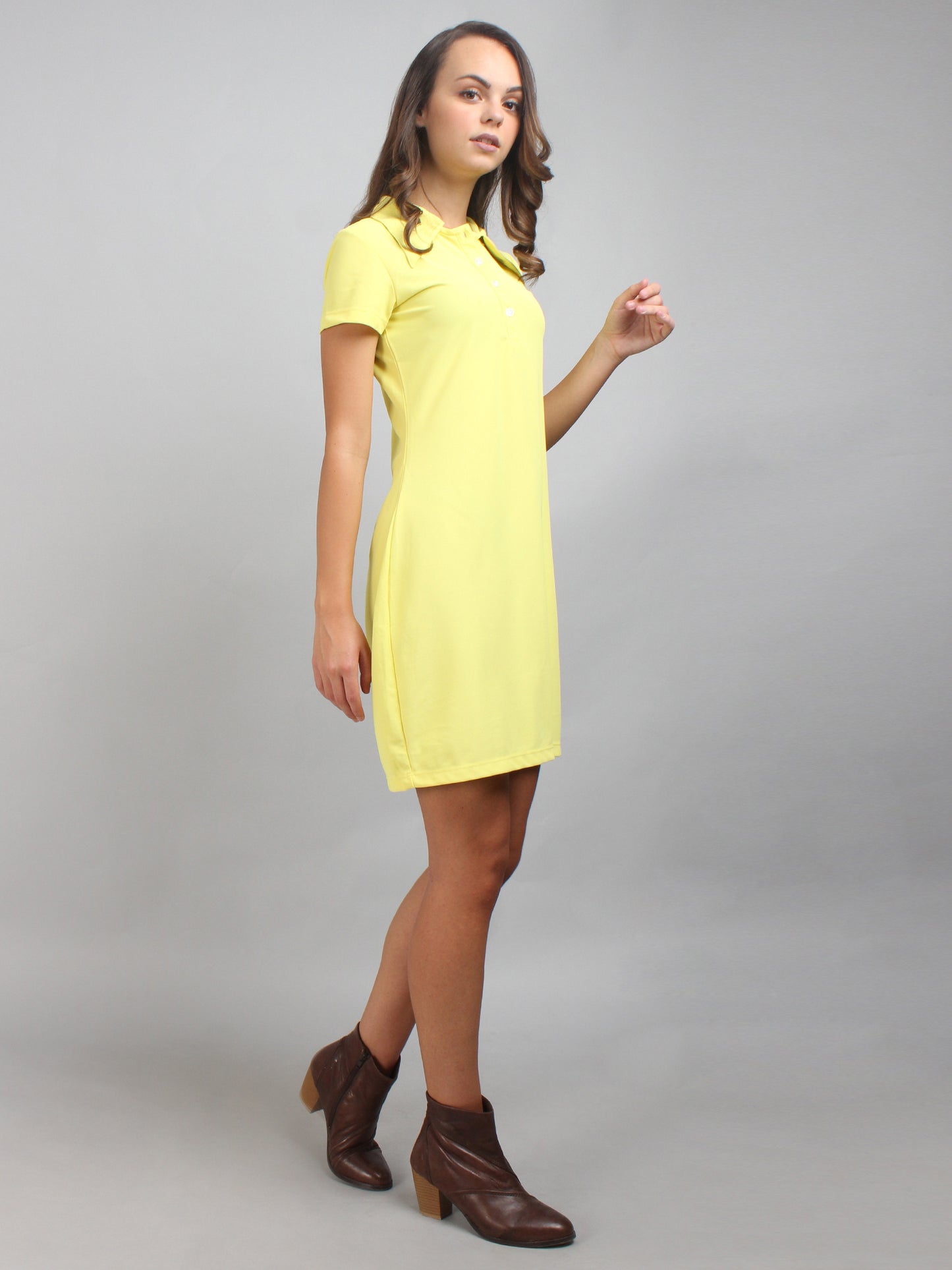 Yellow Polo Neck T-Shirt Dress
