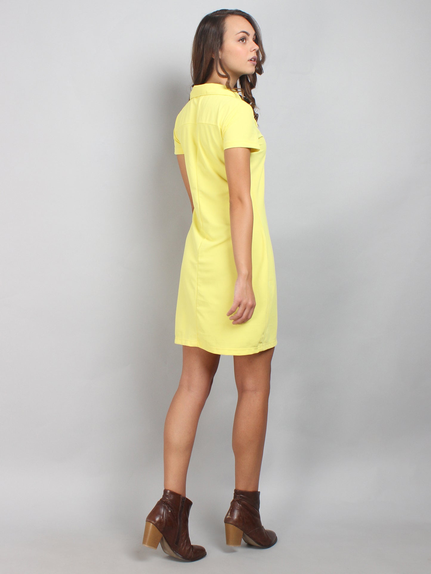 Yellow Polo Neck T-Shirt Dress