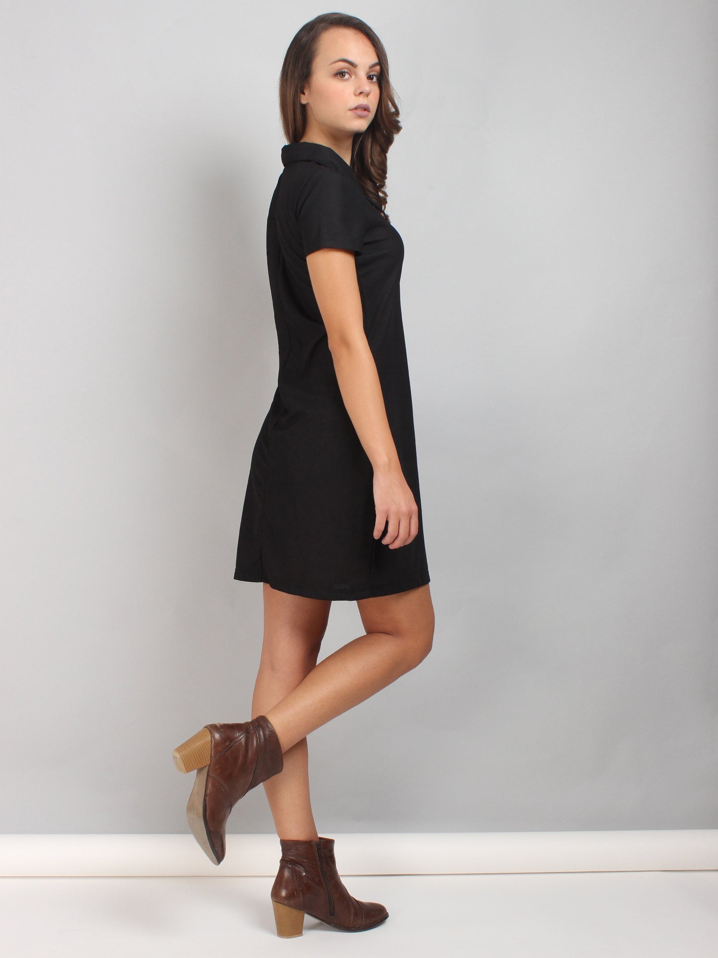 Black Polo Neck T-Shirt Dress
