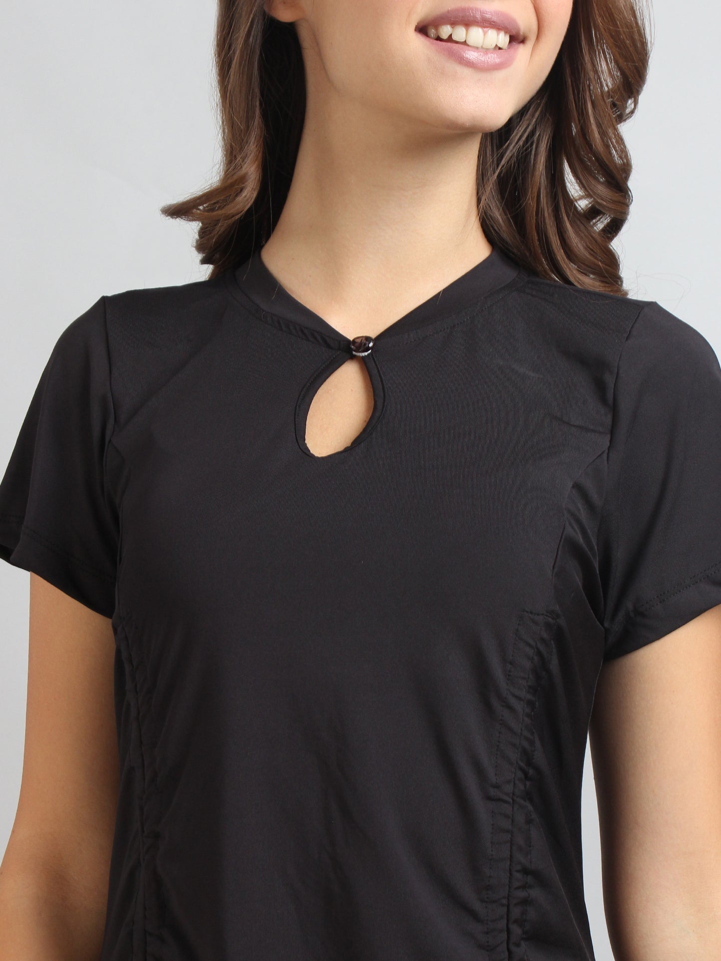 Black Front Ruched Bodycon Dress