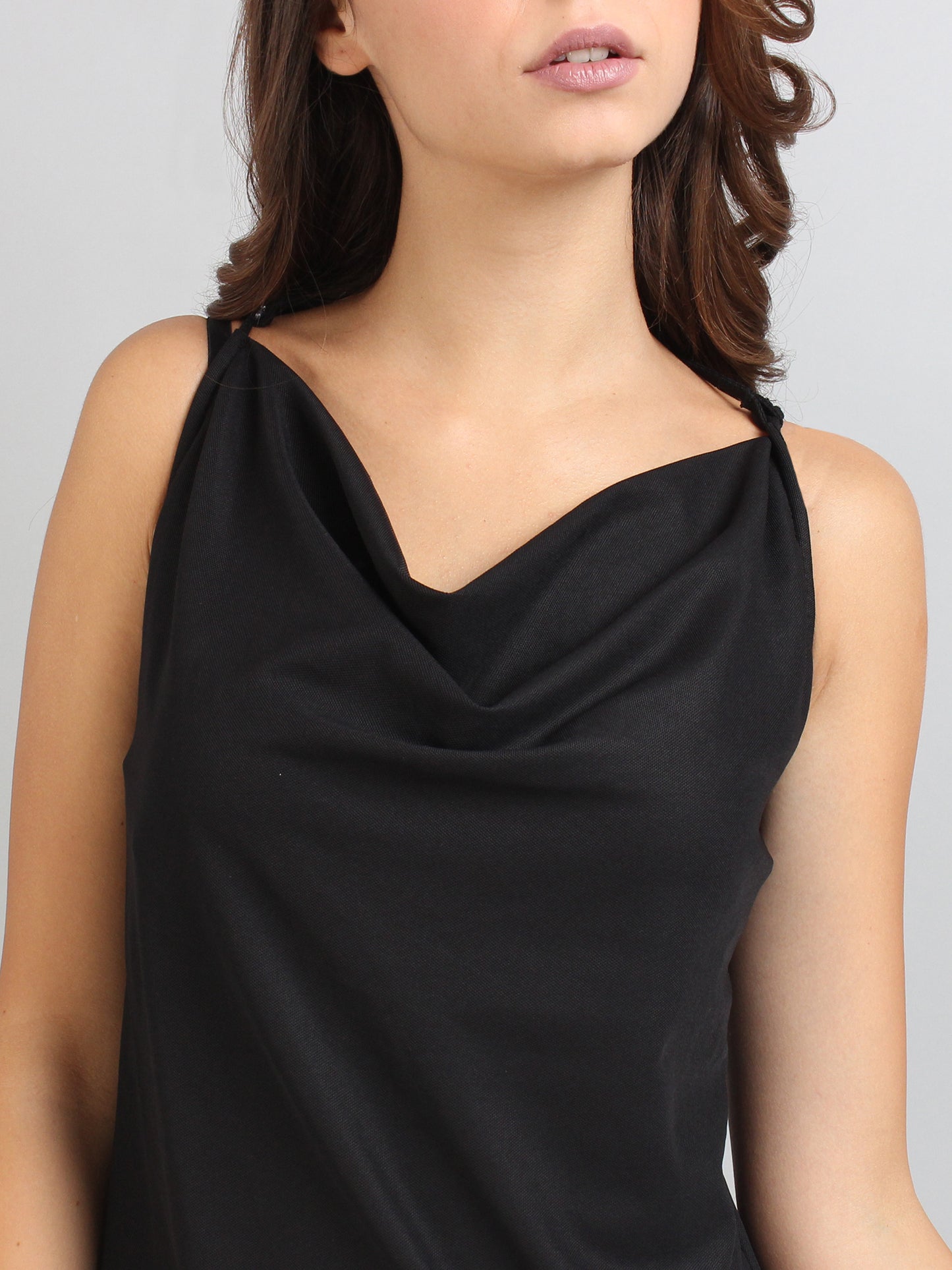 Black Cowl Neck Slip Dress