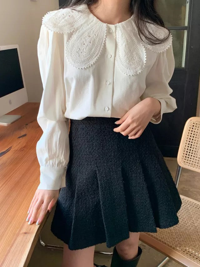 Fiona Peter Pan Collar Blouse (White)