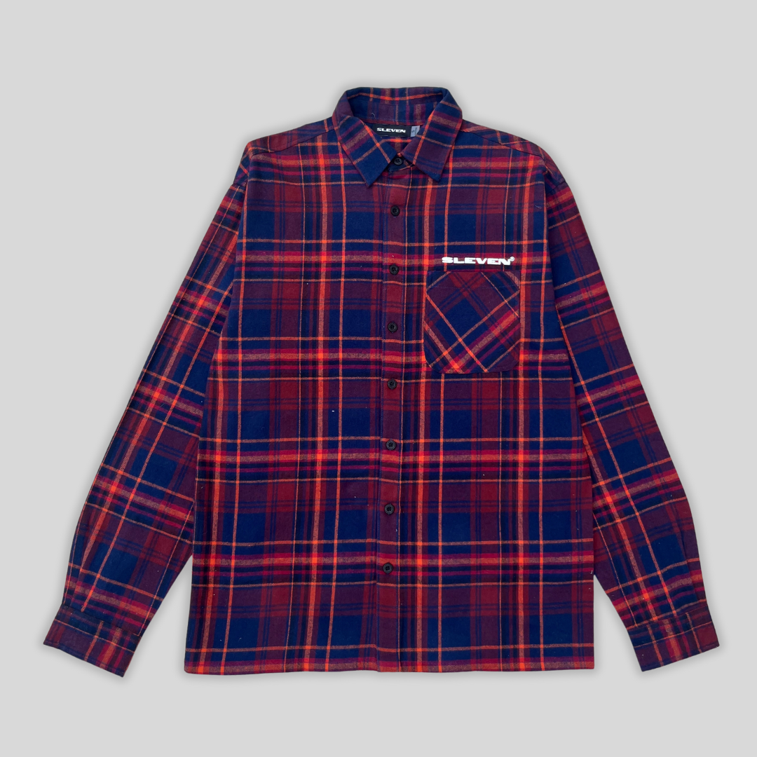 FLANNEL SHIRT (NAVY-RED)