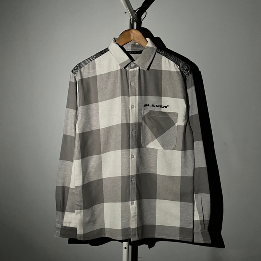 GOTHINK FLANNEL SHIRT (WHITE-GREY)