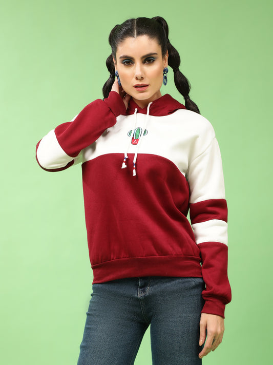 Color Block Draw String Hoodie