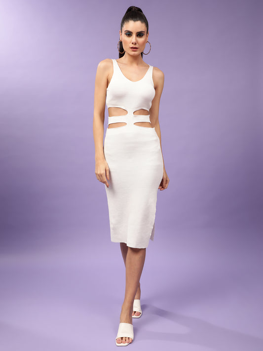 White Cut Out Bodycon Dress