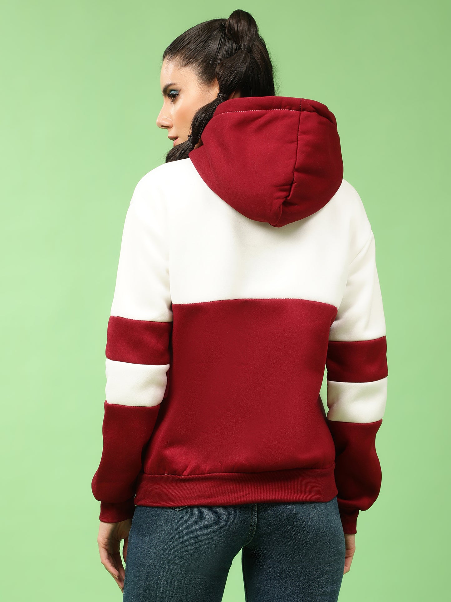 Color Block Draw String Hoodie