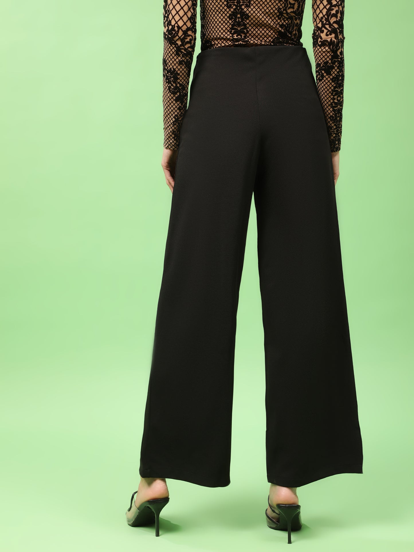 Black High Rise Flared Trouser