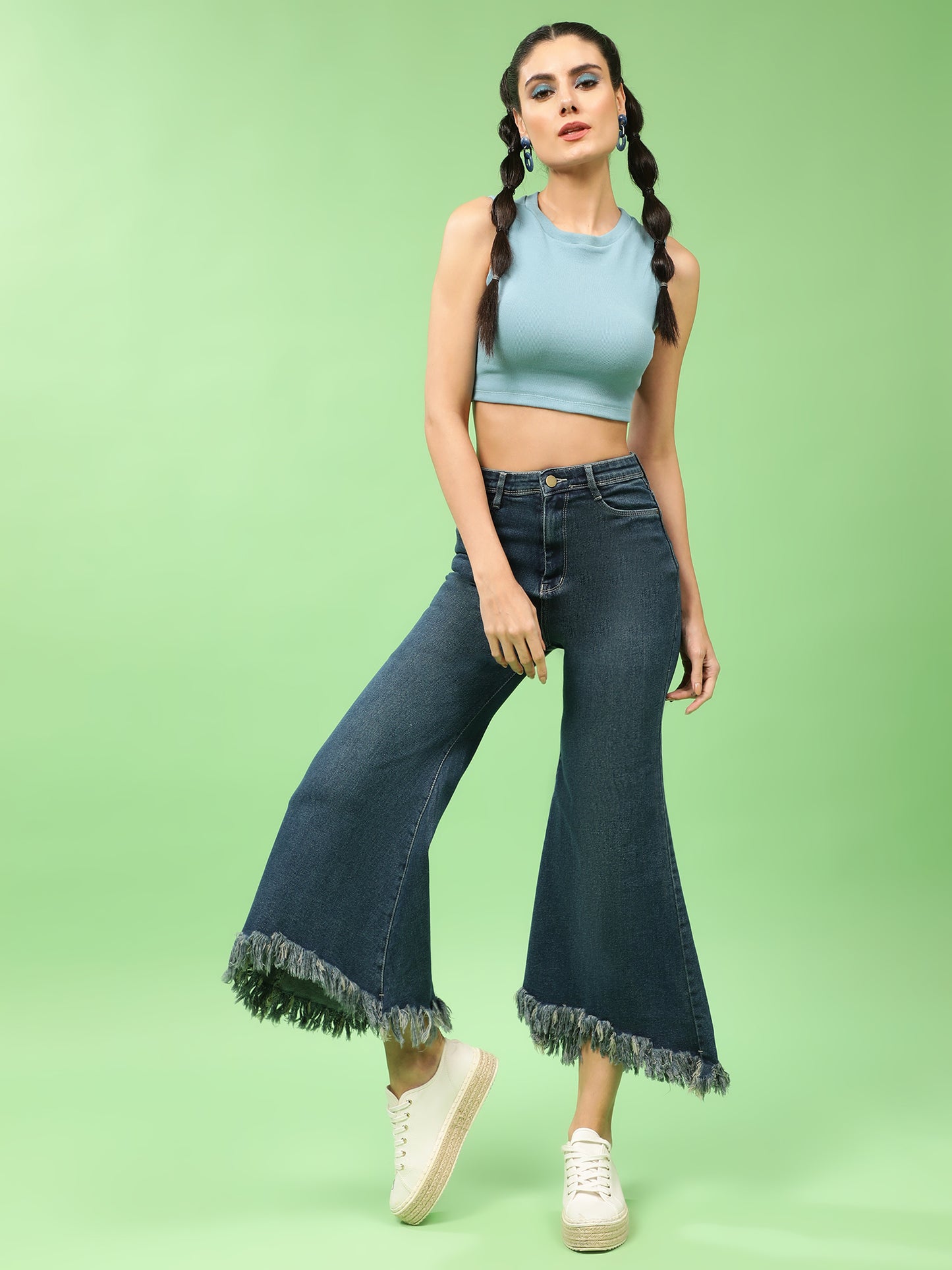 Twilight Blue High Rise Flared Denim