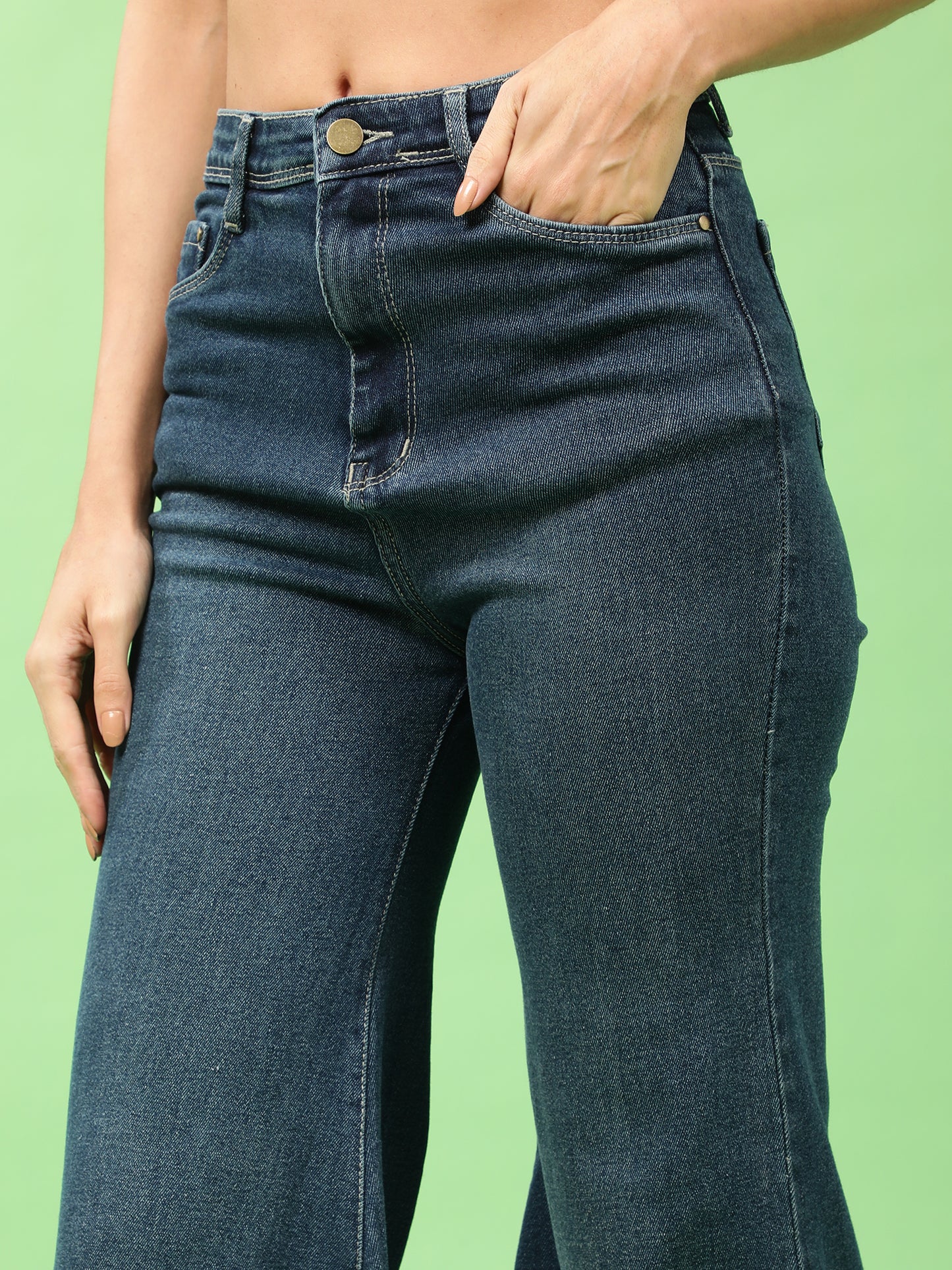 Twilight Blue High Rise Flared Denim
