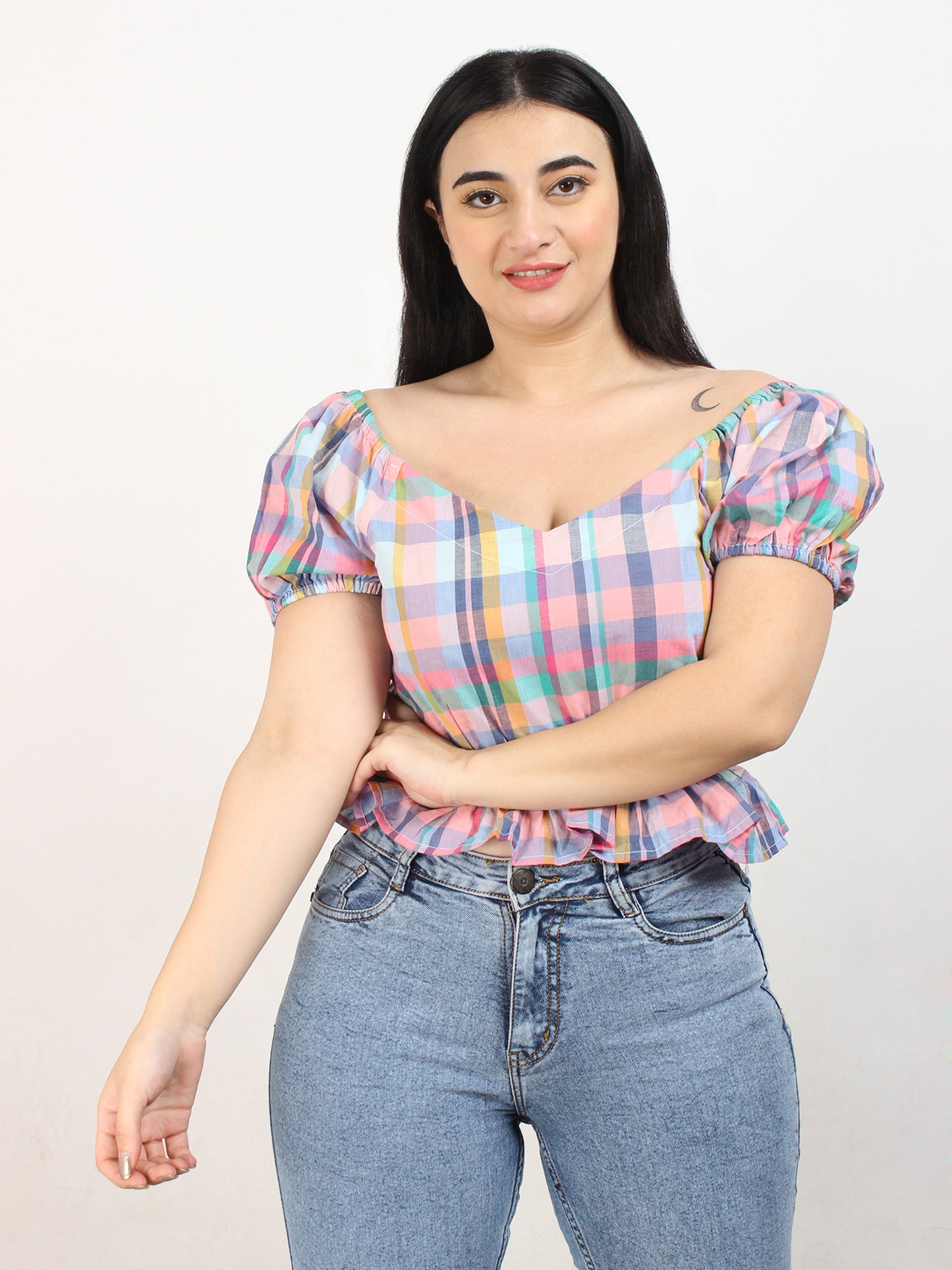Gingham Checked Top