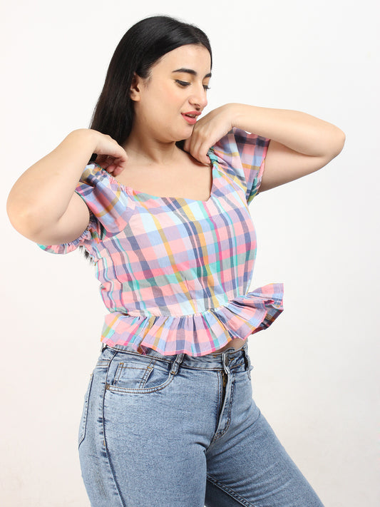 Gingham Checked Top