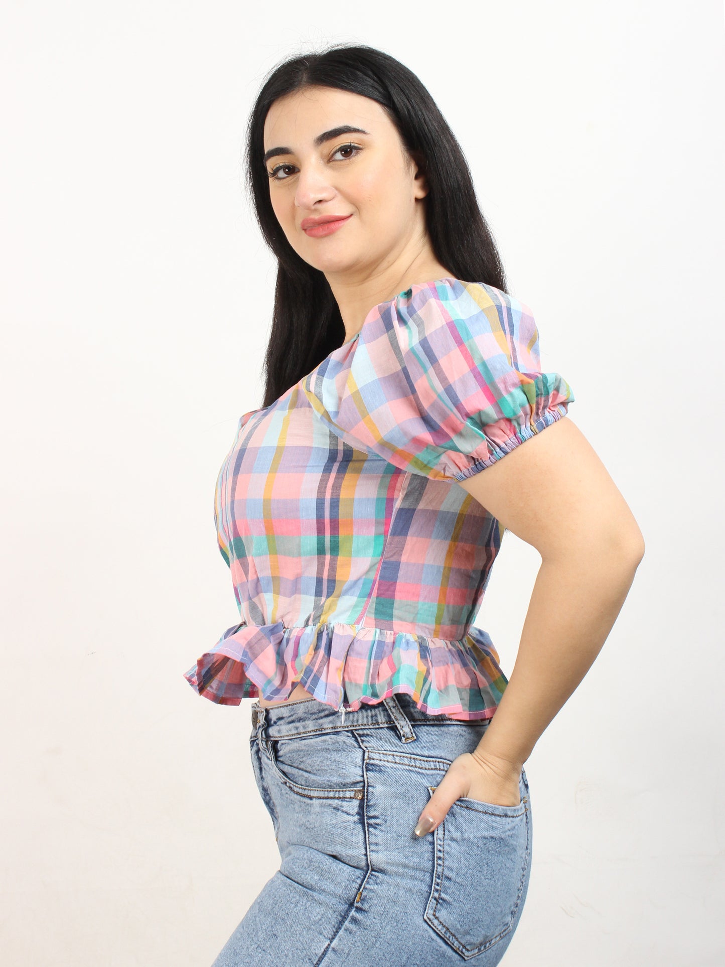 Gingham Checked Top