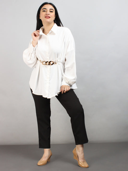 Fancy White Oversized Shirt with Belt