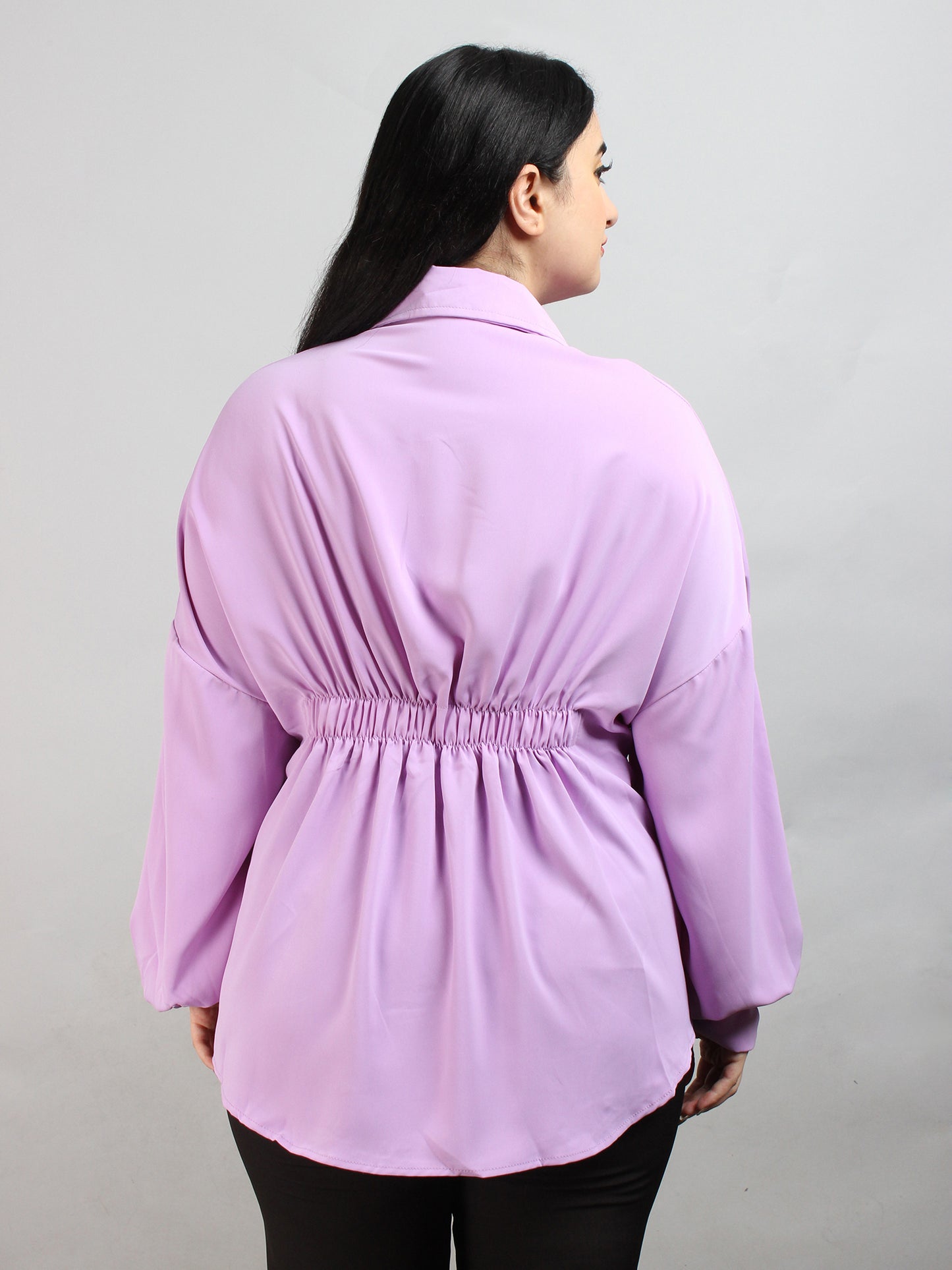 Fancy Lilac Oversized Shirt With Belt