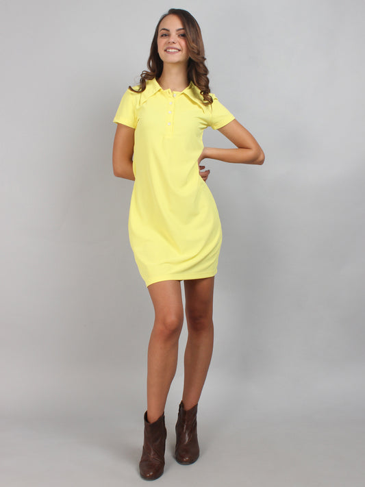 Yellow Polo Neck T-Shirt Dress