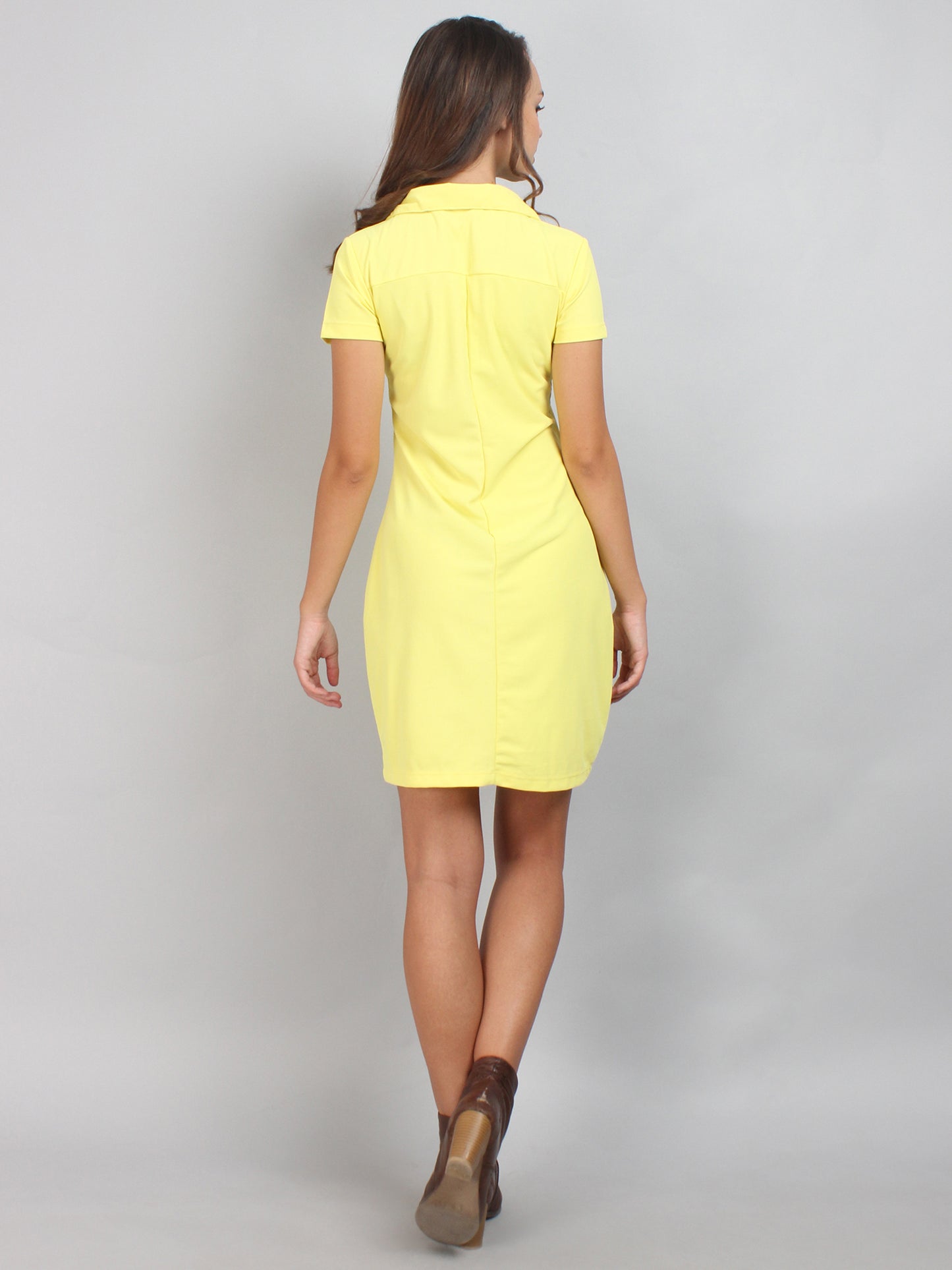 Yellow Polo Neck T-Shirt Dress
