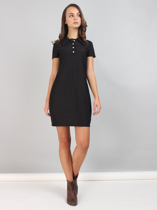 Black Polo Neck T-Shirt Dress